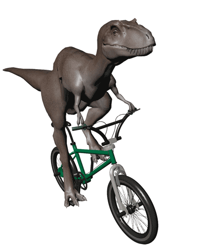 t-rex sur un vélo
